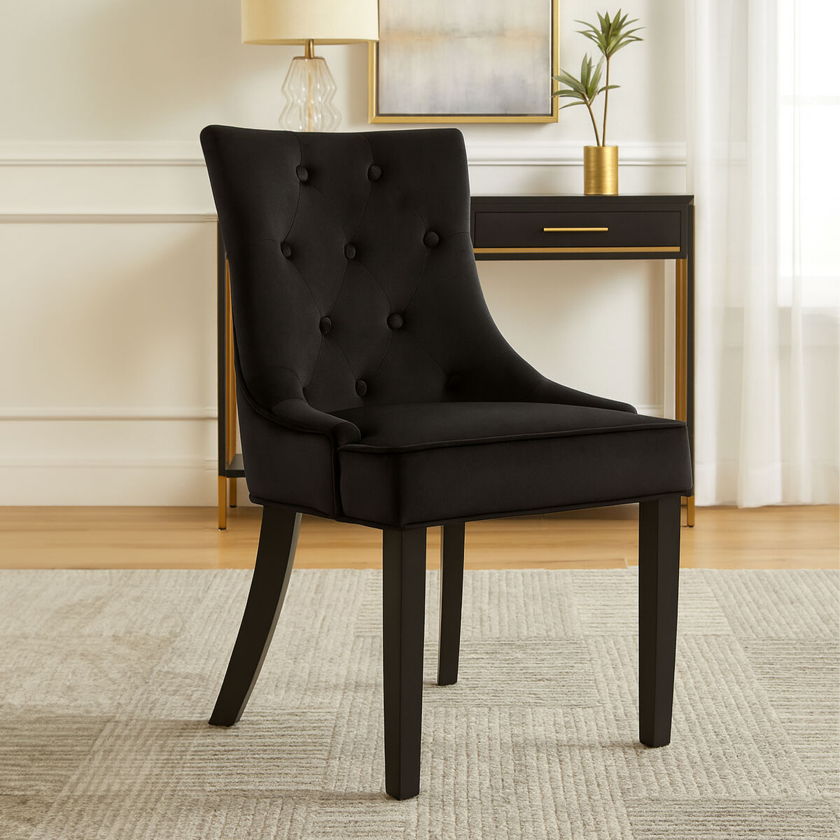 Daxton Black Velvet Dining Chair - PN Home