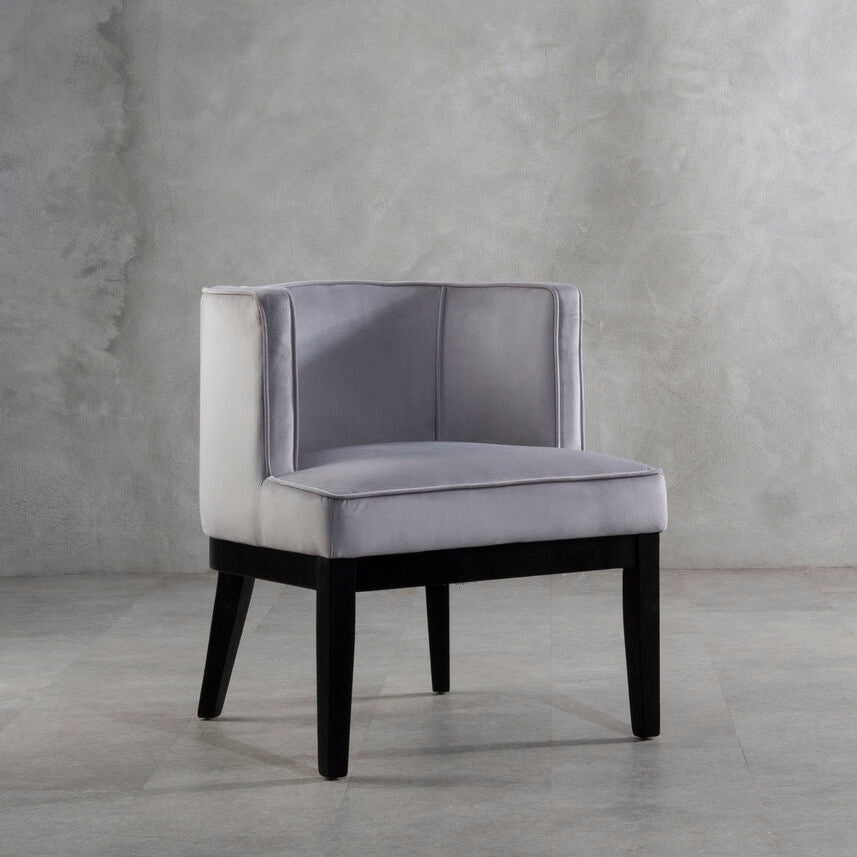 Daxton Light Grey Velvet Curved Back Chair - PN Home