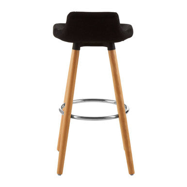 Stockholm Black Fabric Bar Stool with Wooden Legs