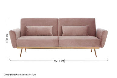 Hatton Pink Velvet Sofa Bed