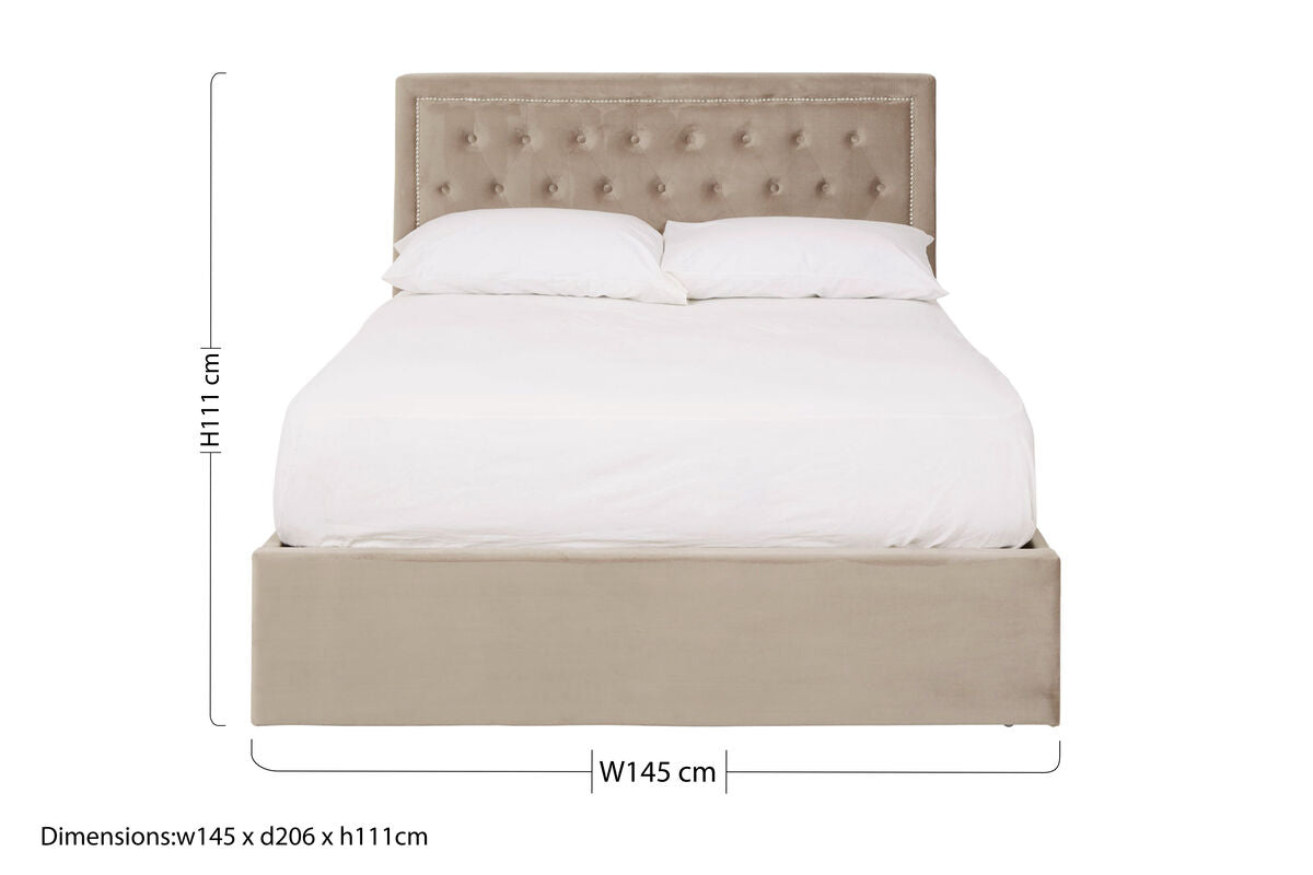 Hannah Mink Velvet Ottoman Double Bed - PN Home