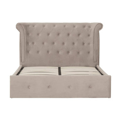 Edison Mink Velvet Ottoman Double Bed - PN Home