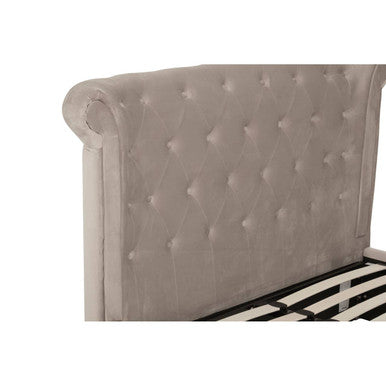 Edison Mink Velvet Ottoman Double Bed - PN Home