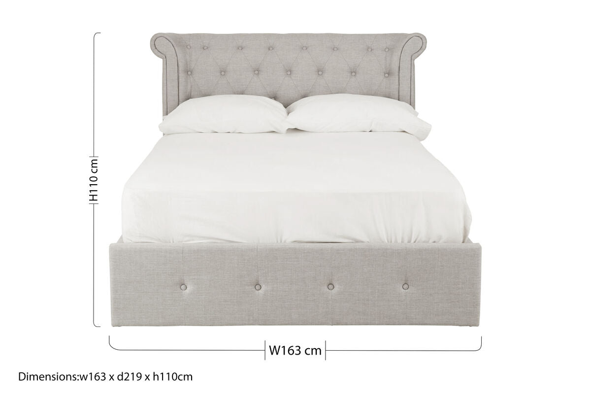 Edison Light Grey Ottoman Double Bed - PN Home