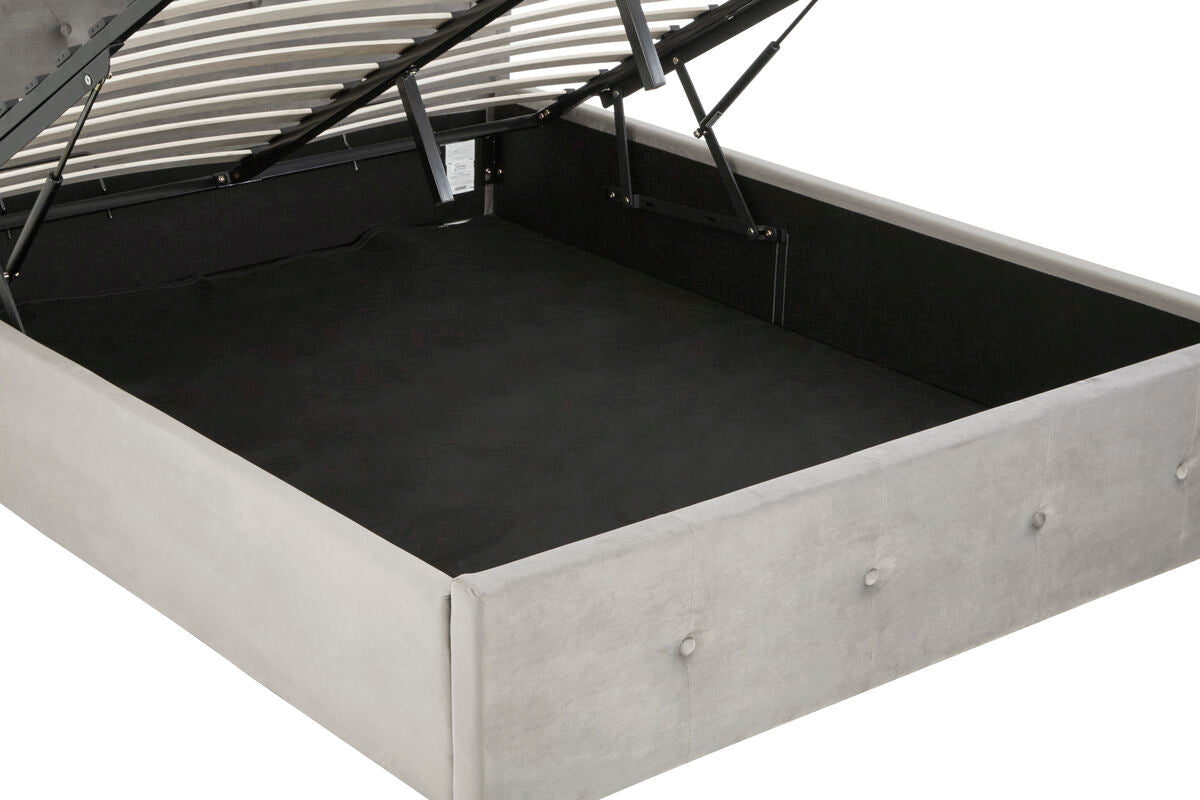 Edison Grey Brushed Velvet Ottoman King Bed