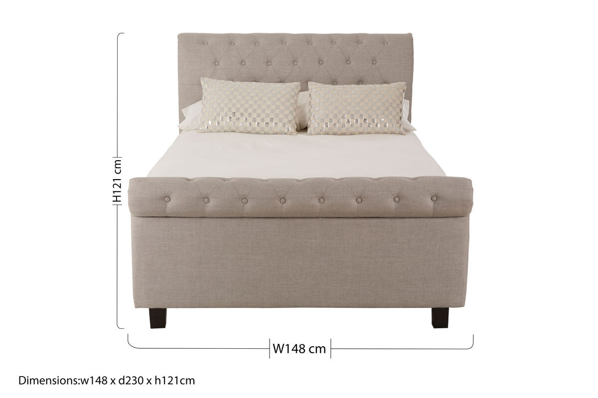 Orlando Light Grey Ottoman Double Bed - PN Home
