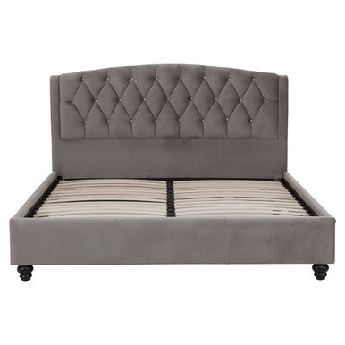 Josephine Grey Velvet King Bed - PN Home