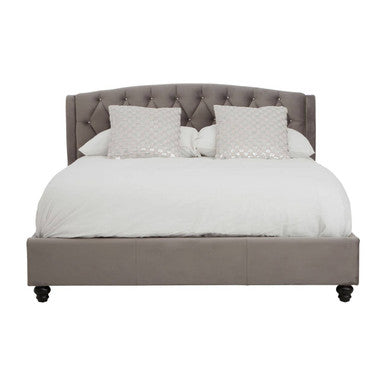 Josephine Grey Velvet King Bed - PN Home