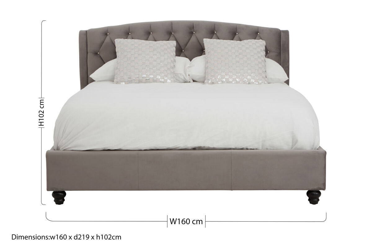 Josephine Grey Velvet King Bed - PN Home