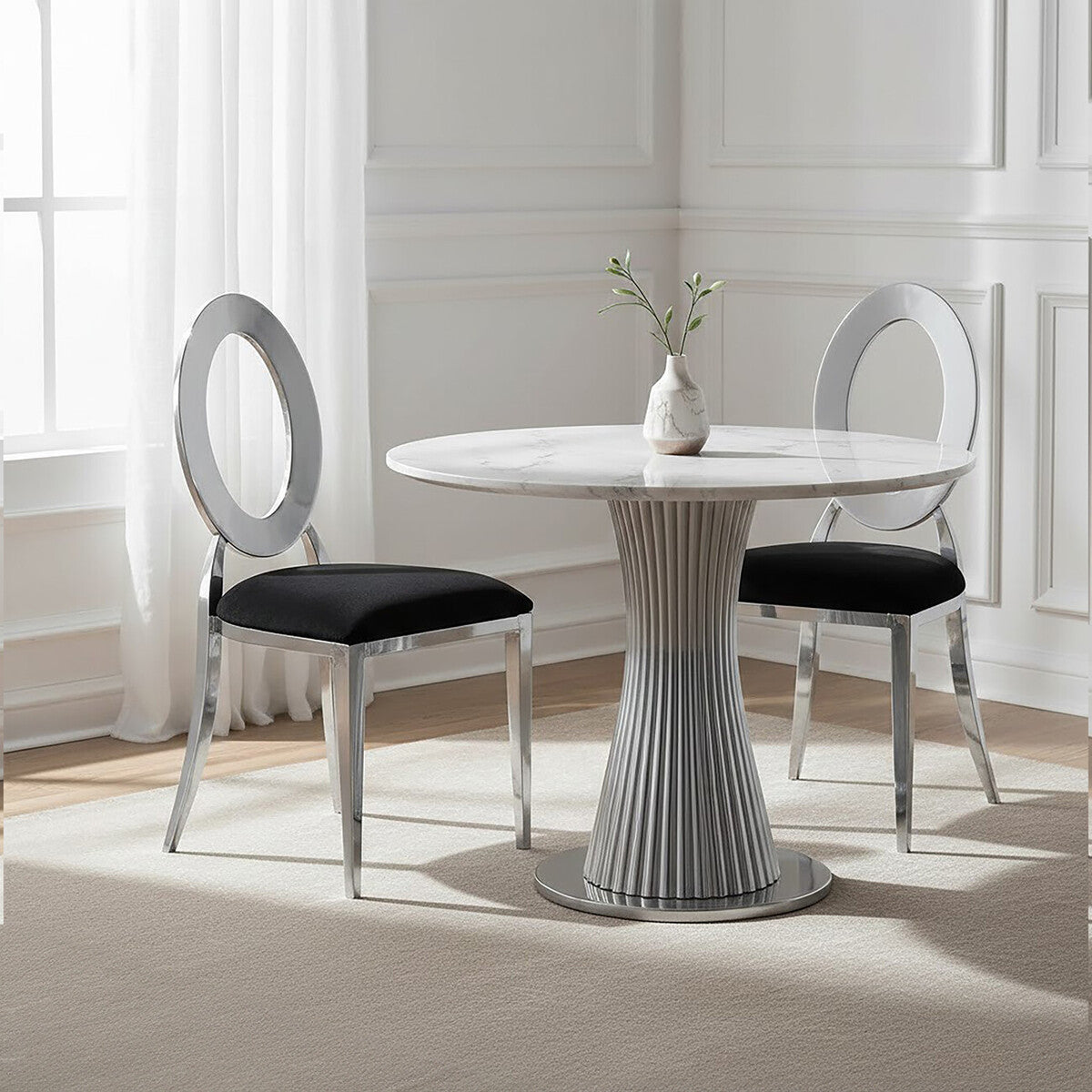 Sarita Stackable Silver Frame Dining Chair - PN Home