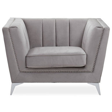Hansa Grey Velvet Chair - PN Home