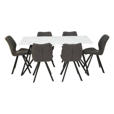 Weston Marble Effect Dining Table With 6 Chairs Set - PN Home