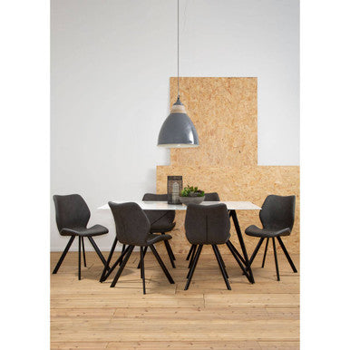 Weston Marble Effect Dining Table With 6 Chairs Set - PN Home