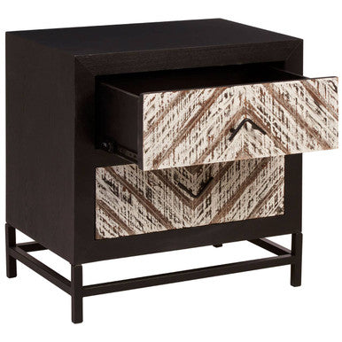 Lombok Black 2 Drawer Bedside Table - PN Home