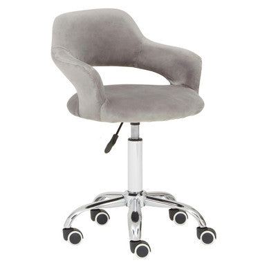 Fionna Grey Velvet Home Office Chair With Curved Back - PN Home