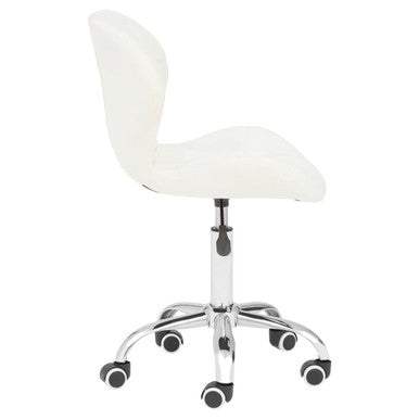 Franki White Velvet Quilted Home Office Chair - PN Home