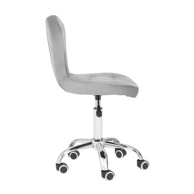 Fayth Grey Velvet Buttoned Home Office Chair
