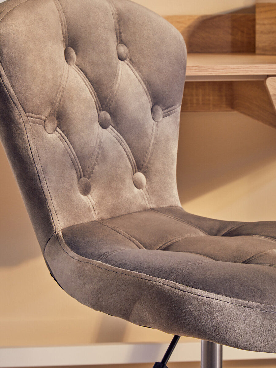 Fayth Grey Velvet Buttoned Home Office Chair - PN Home