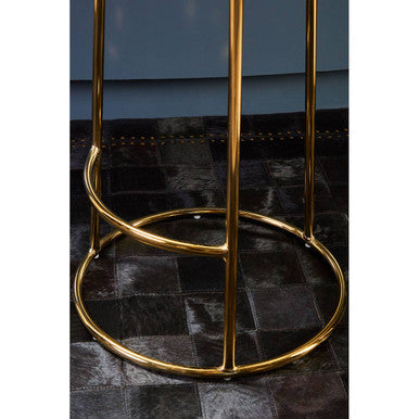 Manhattan Green Velvet and Gold Finish Tall Bar Stool
