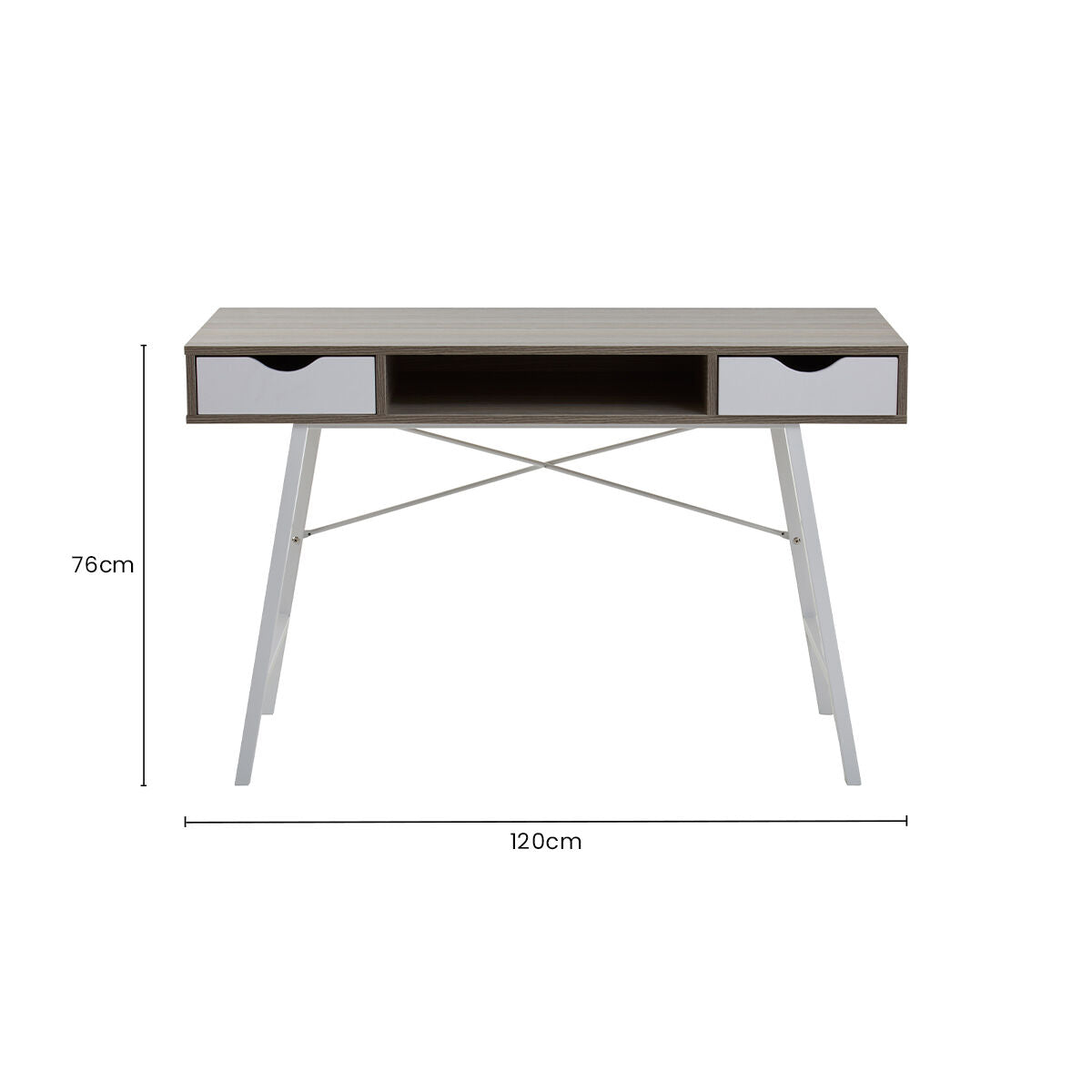 Bradbury Two Drawer Light Oak Veneer Desk - PN Home