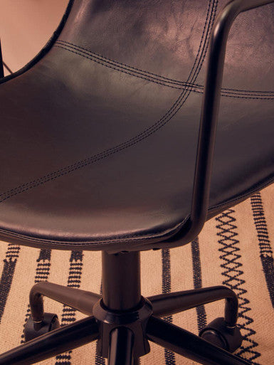 Branson Black Leather Effect Home Office Chair - PN Home