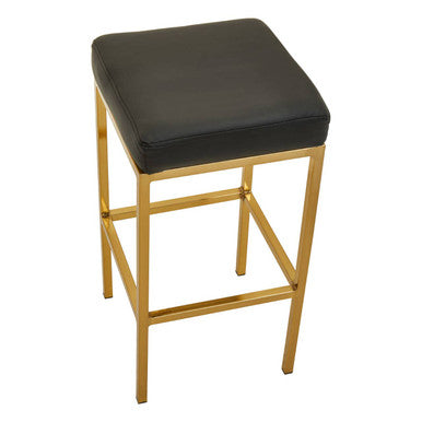 Baina Black Leather Effect Bar Stool with Gold Finish Base