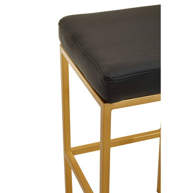 Baina Black Leather Effect Bar Stool with Gold Finish Base