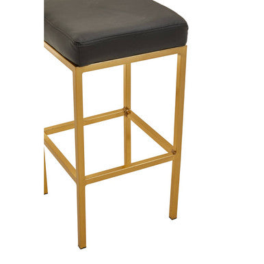 Baina Black Leather Effect Bar Stool with Gold Finish Base