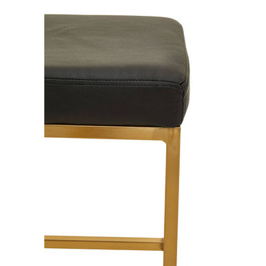 Baina Black Leather Effect Bar Stool with Gold Finish Base