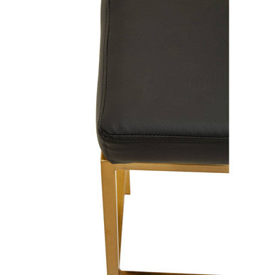 Baina Black Leather Effect Bar Stool with Gold Finish Base