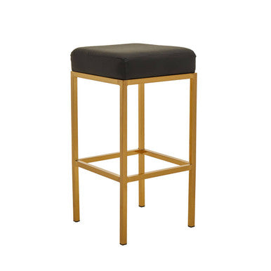 Baina Black Leather Effect Bar Stool with Gold Finish Base