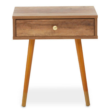 Frida Wood Veneer Bedside Table with 1 Drawer - PN Home