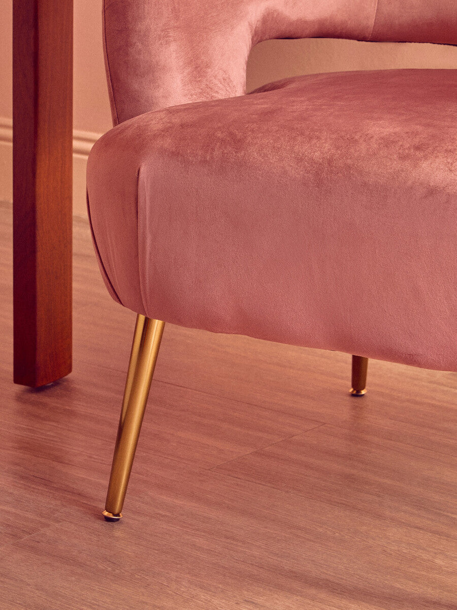 Larissa Pink Velvet Curved Accent Chair - PN Home
