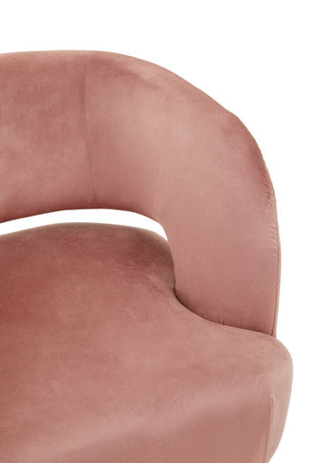 Larissa Pink Velvet Curved Accent Chair - PN Home