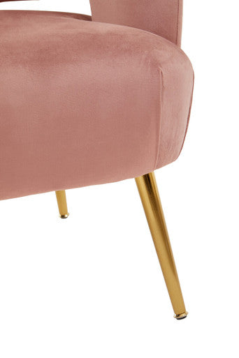 Larissa Pink Velvet Curved Accent Chair - PN Home