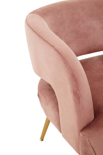 Larissa Pink Velvet Curved Accent Chair - PN Home