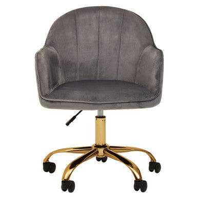 Brent Grey Velvet And Gold Base Home Office Chair - PN Home