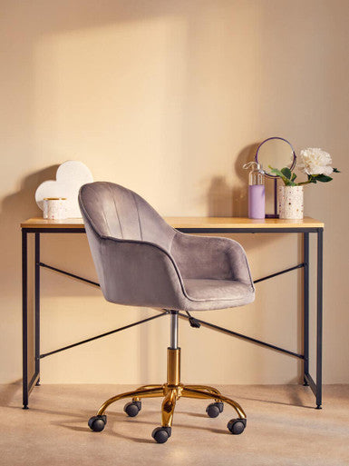 Brent Grey Velvet And Gold Base Home Office Chair - PN Home