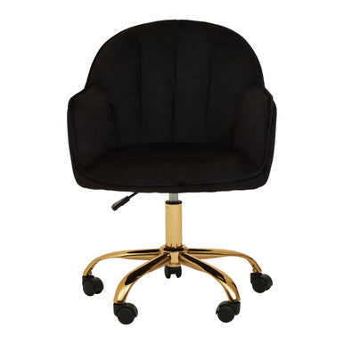 Brent Black Velvet And Gold Base Home Office Chair - PN Home