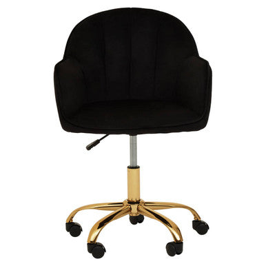 Brent Black Velvet And Gold Base Home Office Chair - PN Home