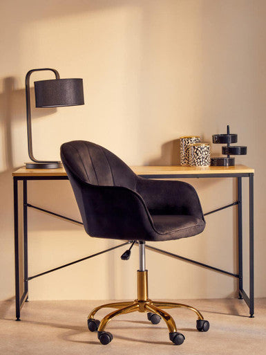 Brent Black Velvet And Gold Base Home Office Chair - PN Home