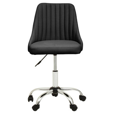 Brent Ribbed Black And Chrome Home Office Chair - PN Home
