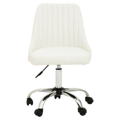 Brent Off White Leather Effect Home Office Chair - PN Home