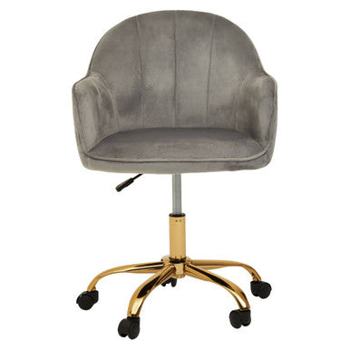 Brent Grey Velvet And Gold Home Office Chair - PN Home