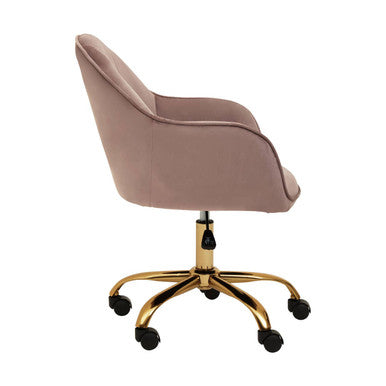 Brent Pink Velvet And Gold Home Office Chair