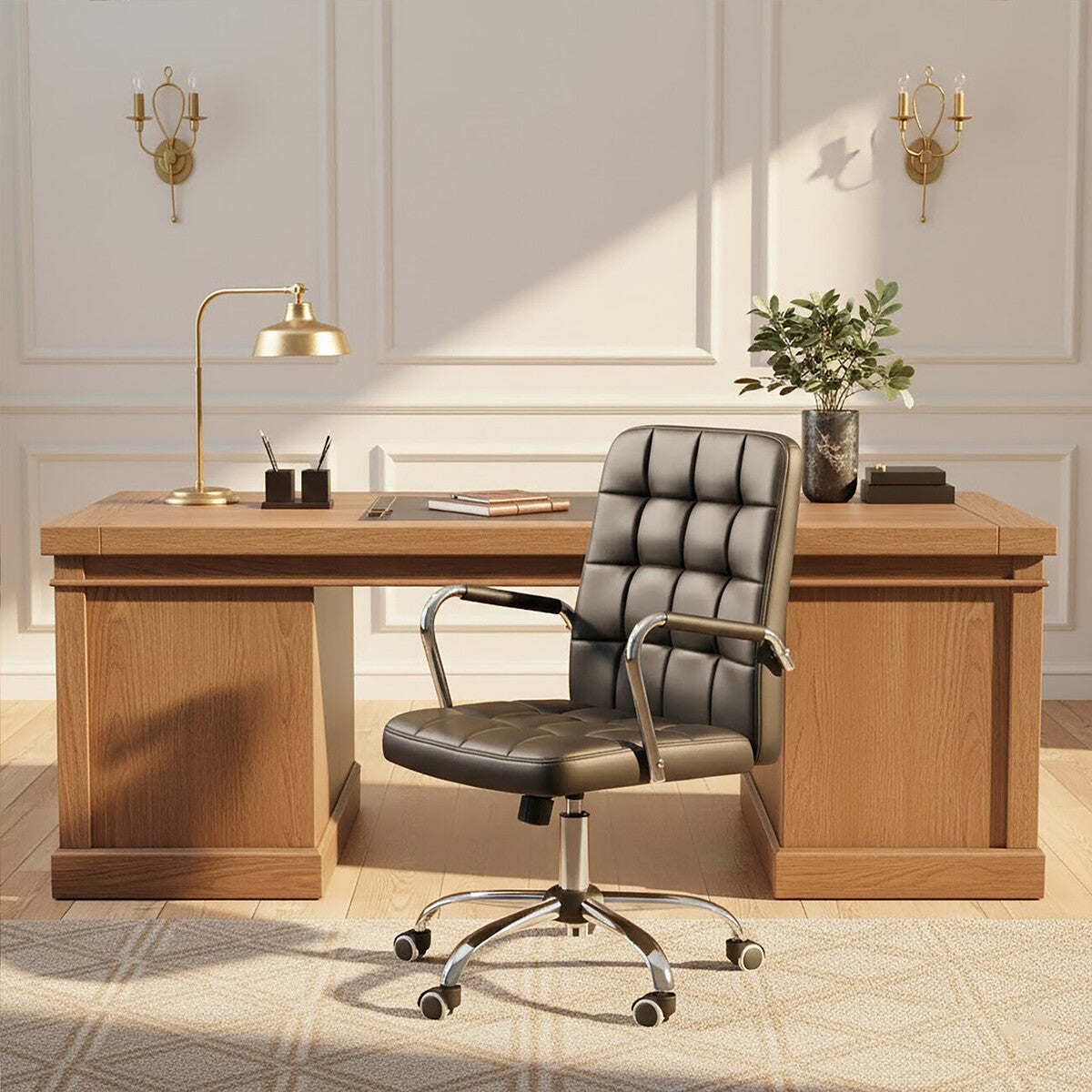 Brent Black Tufted Home Office Chair - PN Home
