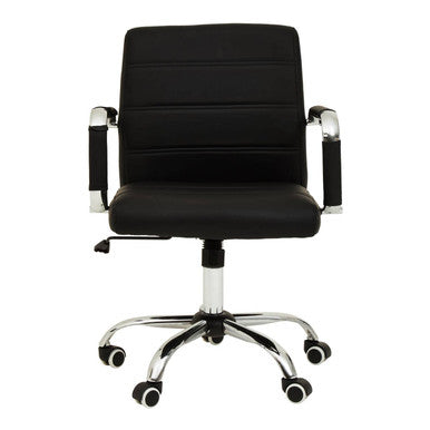 Brent Black Leather Effect And Chrome Home Office Chair - PN Home