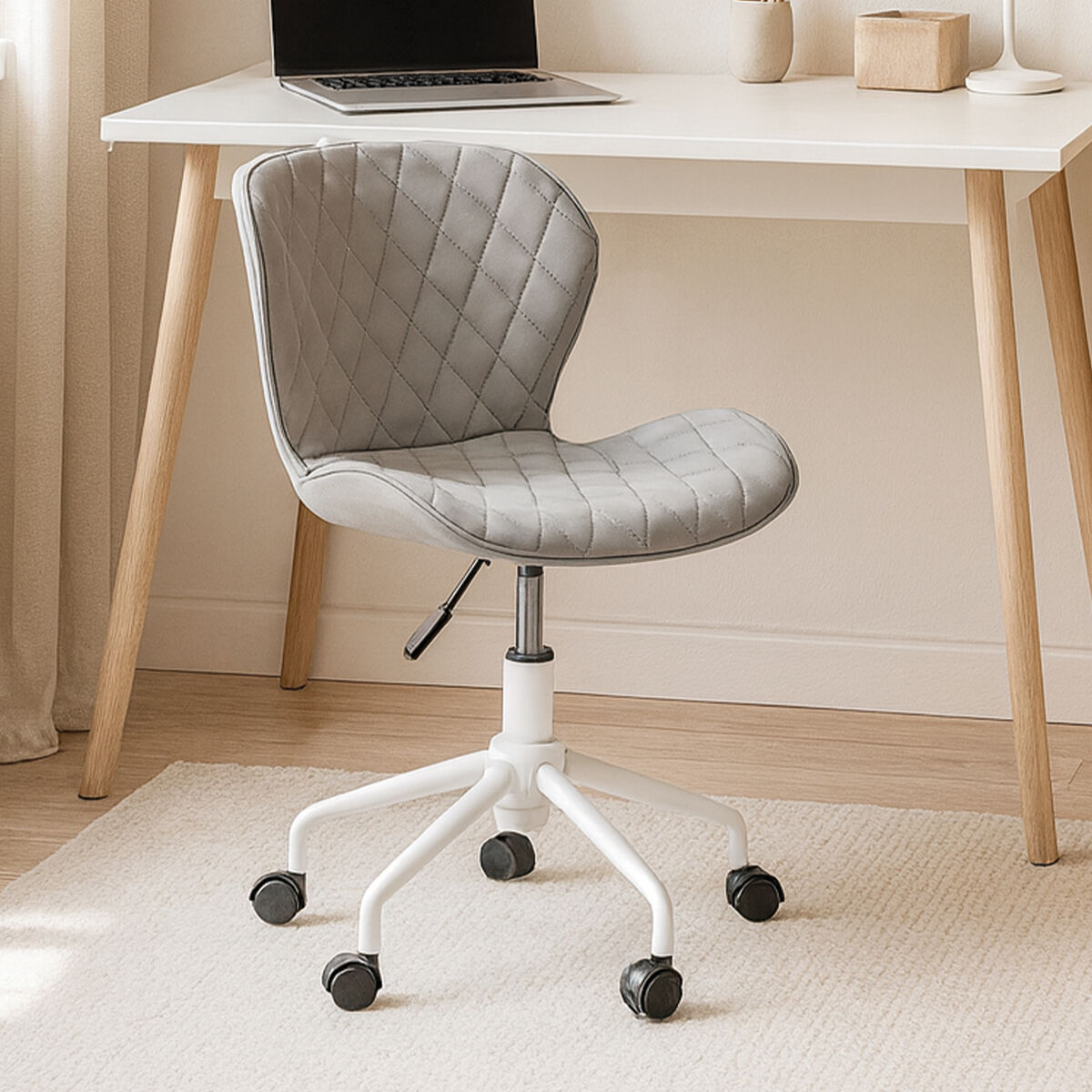 Brent Grey And White Home Office Chair - PN Home