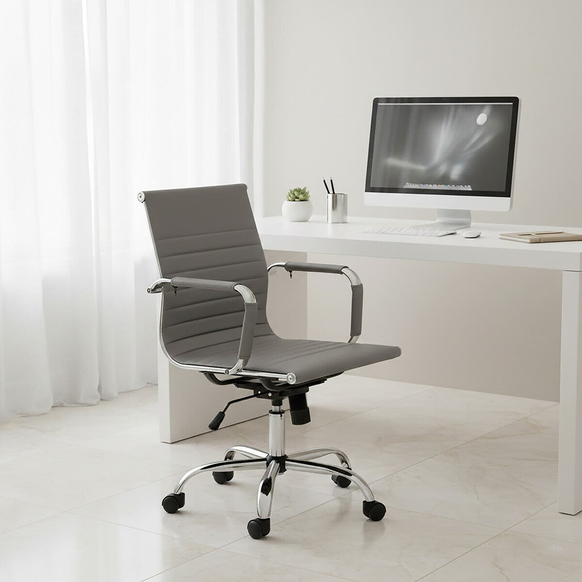 Brent Grey Low Back Home Office Chair - PN Home
