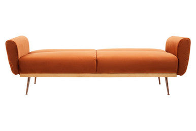 Burnt Orange Velvet Sofa Bed, Hatton - PN Home